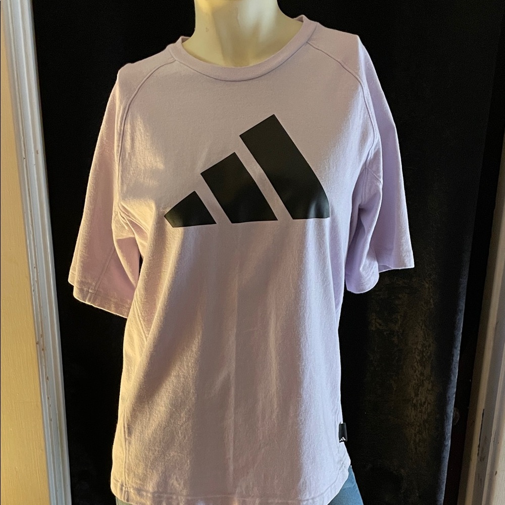 Adidas Pastel Purple Tee with Black Emblem